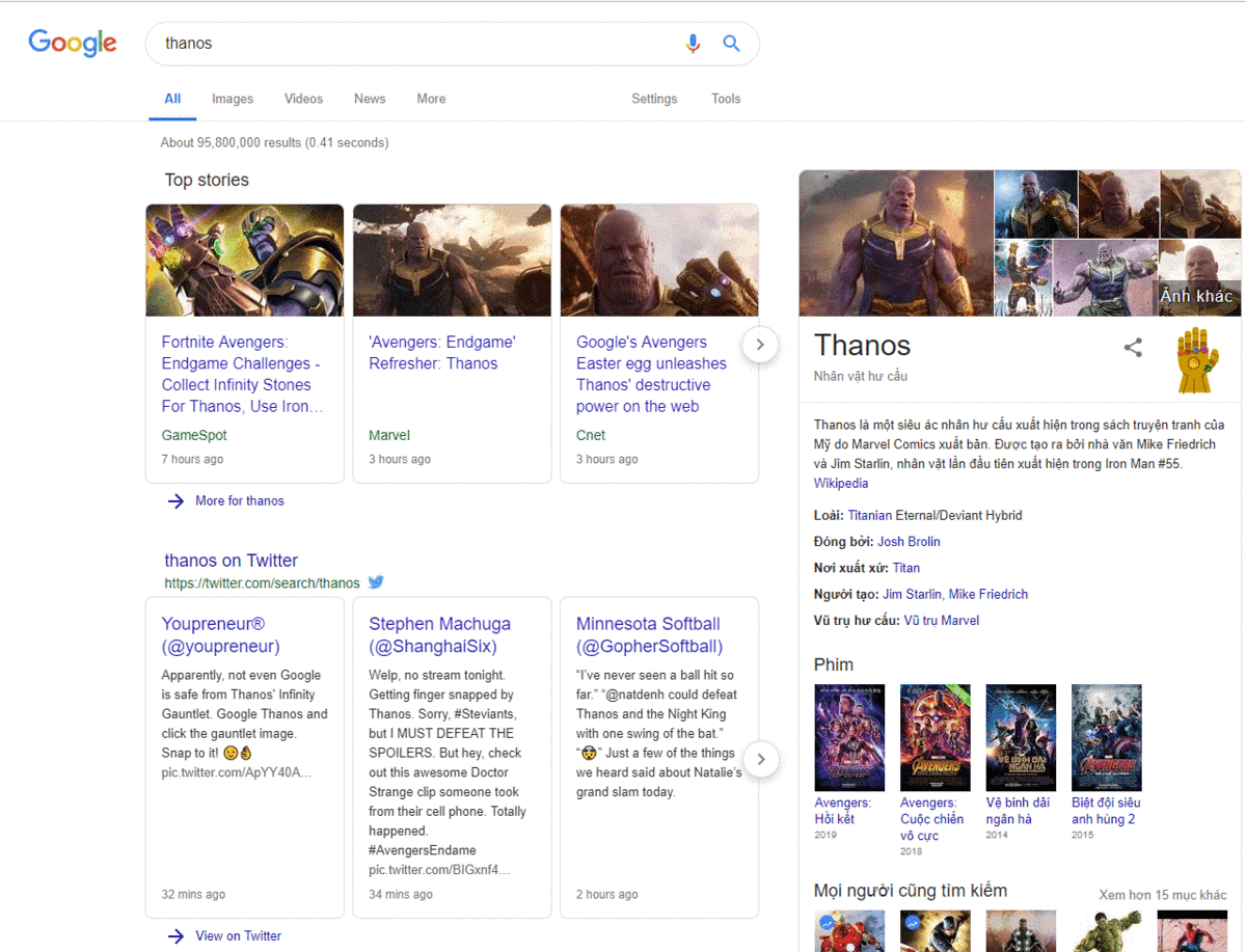 Google Tìm kiếm đã có Găng tay Vô cực cho bạn thử: Chỉ cần gõ Thanos là ra, làm luôn đi