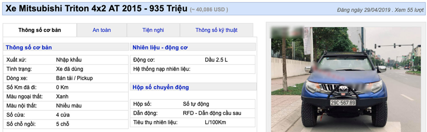 Đeo biển 'khủng', bán tải đi 4 năm vẫn rao giá gần 1 tỷ