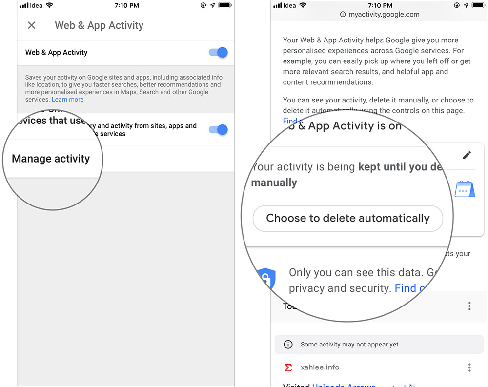Cách tự động xóa lịch sử vị trí, dữ liệu ứng dụng và web của Google