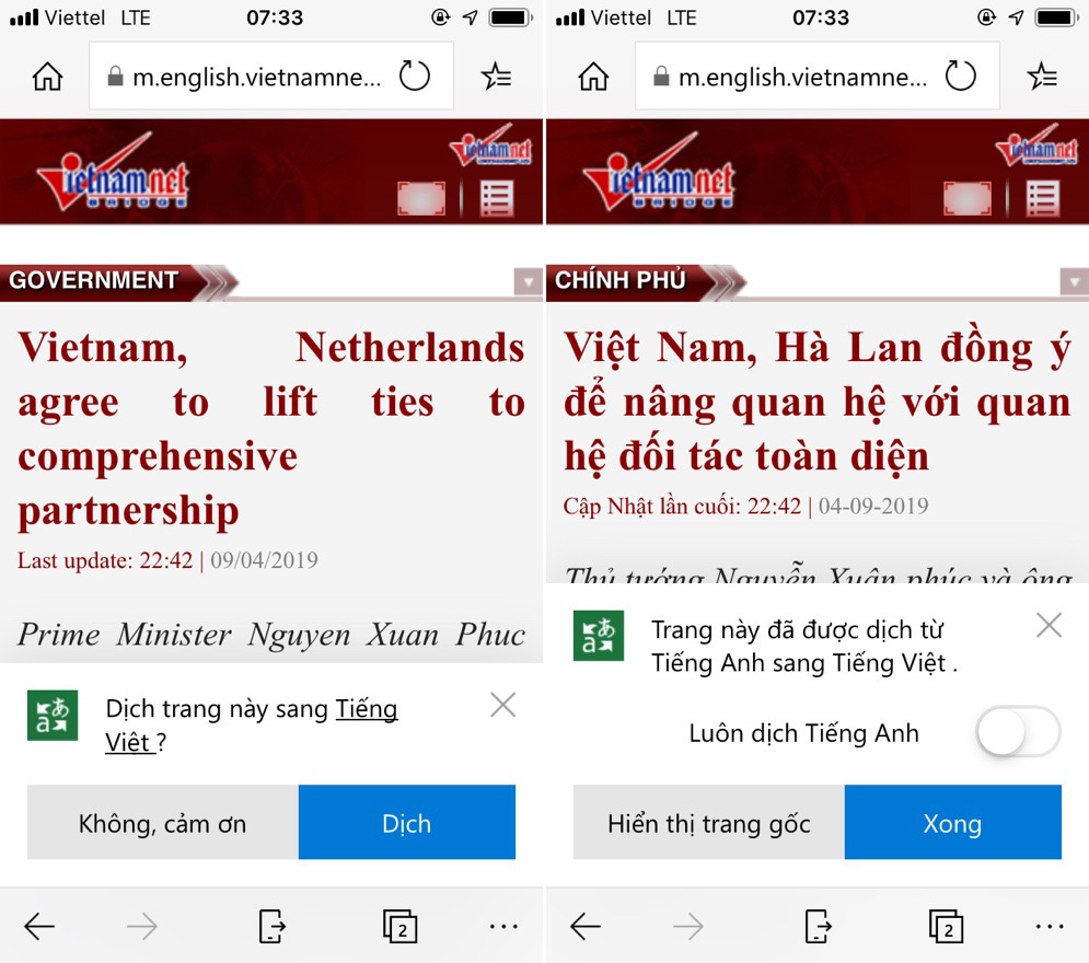 3 cách dịch trang web trên iPhone và iPad