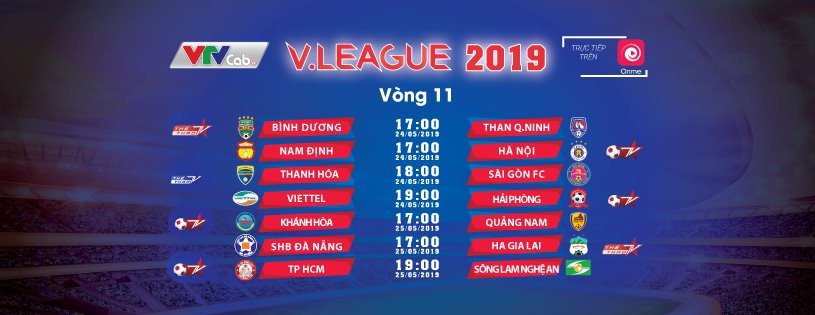 Lịch bóng đá vòng 11 V.League và vòng 8 giải hạng Nhất Quốc gia cuối tuần này