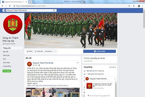 Công an Hà Nội mở kênh tiếp nhận thông tin về an ninh trật tự qua Facebook