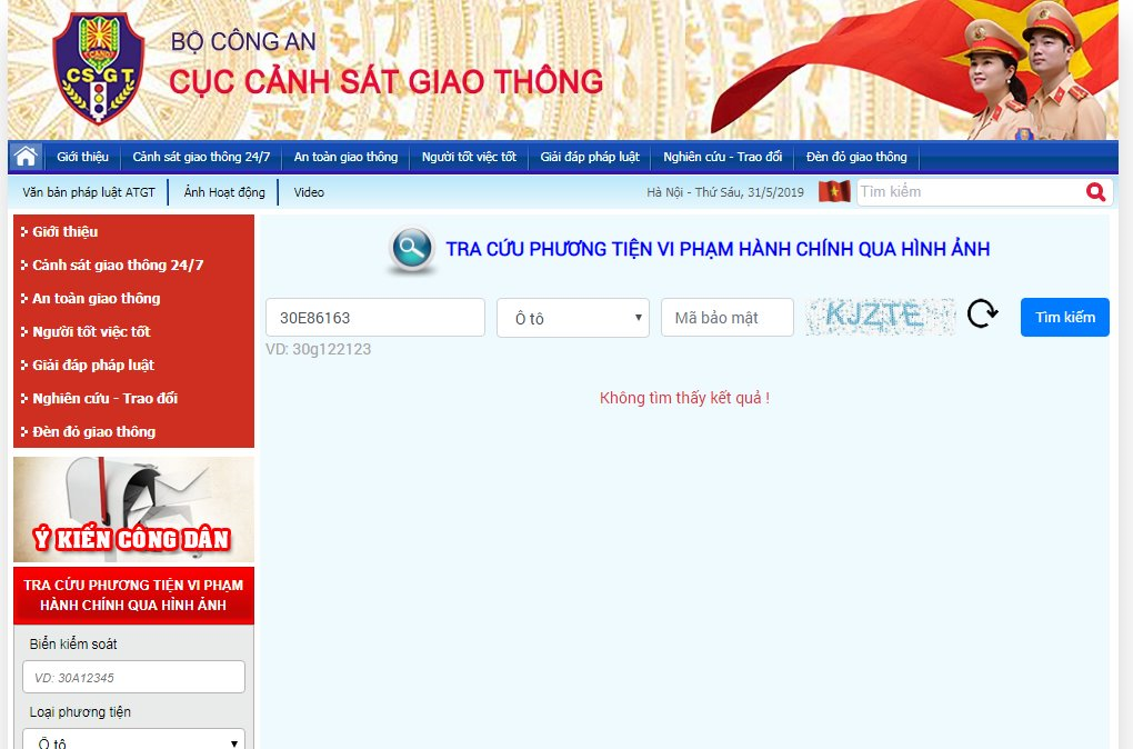 Từ 1/6, tra cứu thông tin phương tiện vi phạm giao thông trên trang web Cục Cảnh sát giao thông