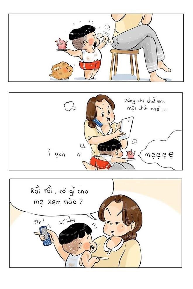 Khi ba me mai nhin dien thoai, con da lon len mot minh hinh anh 1