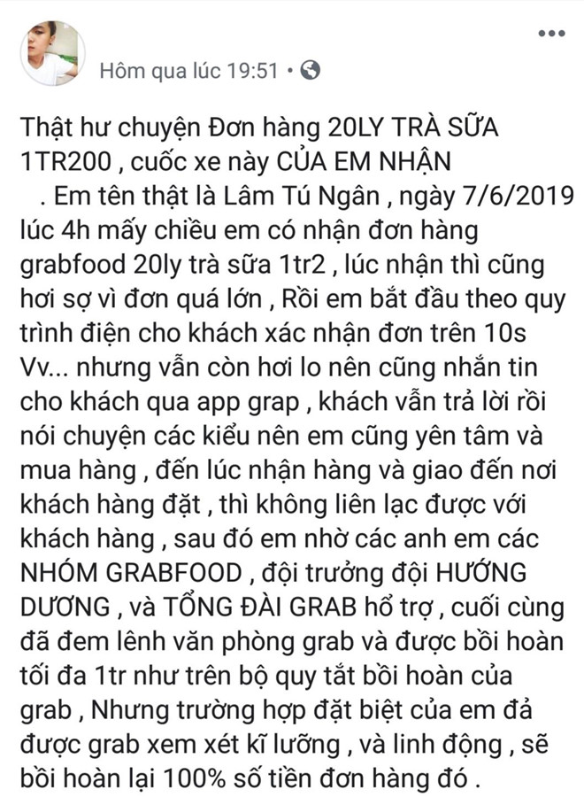 Shipper bi bung 20 ly tra sua noi da duoc xin loi va boi thuong hinh anh 1
