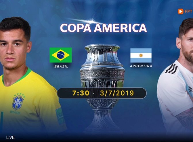 Link xem Brazil vs Argentina, 7h30 ngày 3/7, trên FPT Play