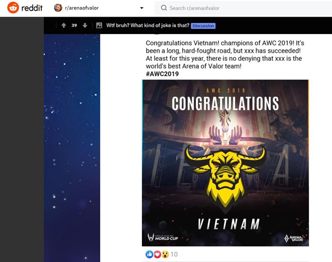 Fanpage Lien quan 'trao som' chuc vo dich cho VN du chua dau xong? hinh anh 1