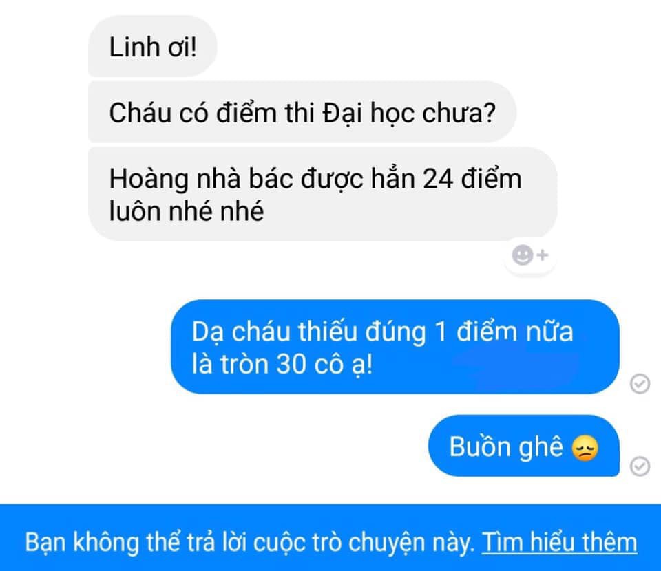 Khoe con thi Đại học được 24 điểm, bà cô nhận câu phản dame cực gắt đến mức phải vội vàng block