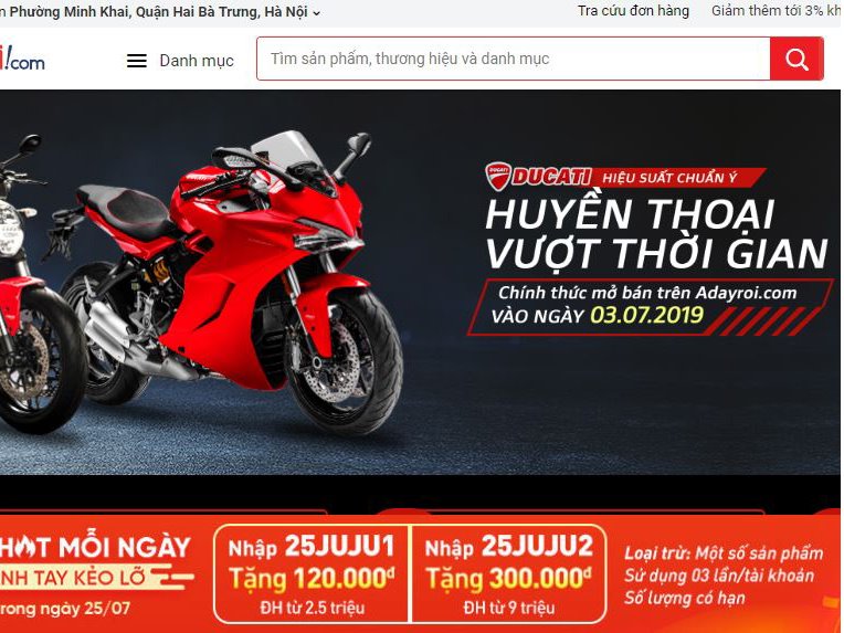 VinGroup nhảy vào mảng mô tô phân khối lớn, bán xe Ducati trên trang TMĐT Adayroi