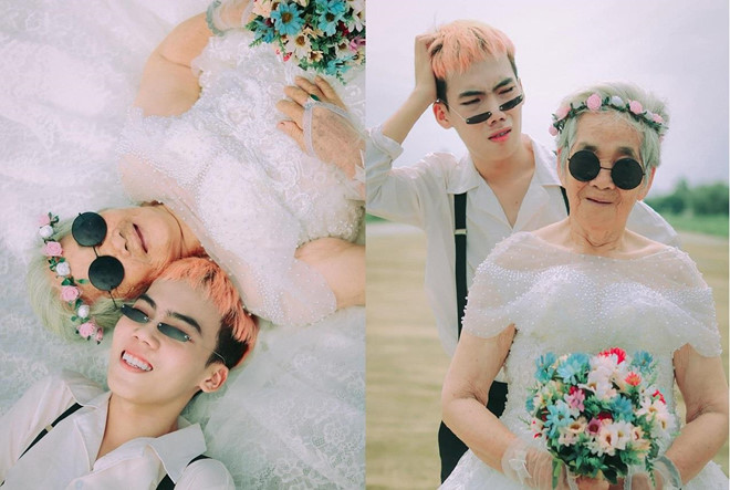 Bo anh ‘Noi toi mac vay cuoi’ gay thich thu voi ‘co dau’ 88 tuoi hinh anh 4