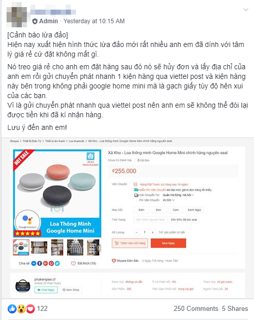 Xuất hiện hình thức lừa đảo mới của các gian hàng 'ma' trên Shopee