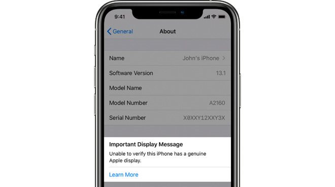iPhone 11, 11 Pro cảnh báo nếu dùng màn hình không chính hãng