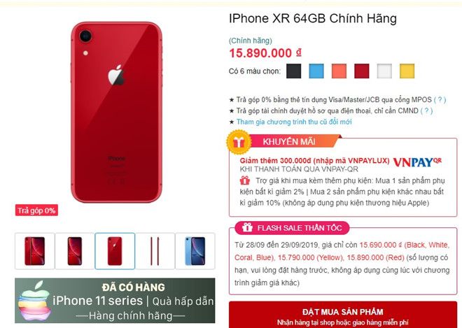 iPhone XR chính hãng giảm giá mạnh sau 1 tuần iPhone 11 về VN