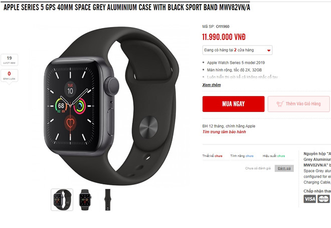 Apple Watch Series 5 chinh hang ve Viet Nam, gia tu 11,6 trieu dong hinh anh 1