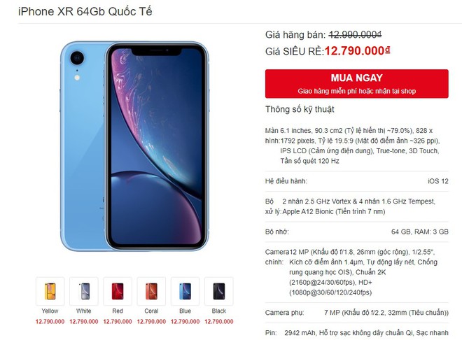 iPhone XR xuống giá dưới 11 triệu tại Việt Nam