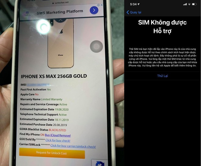 Mua iPhone XS Max quốc tế, dùng 1 tháng thành máy lock tại VN