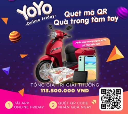 Quét mã QR săn quà trên Truyền hình VTV cùng Online Friday trúng xe VinFast Klara, iPhone 11