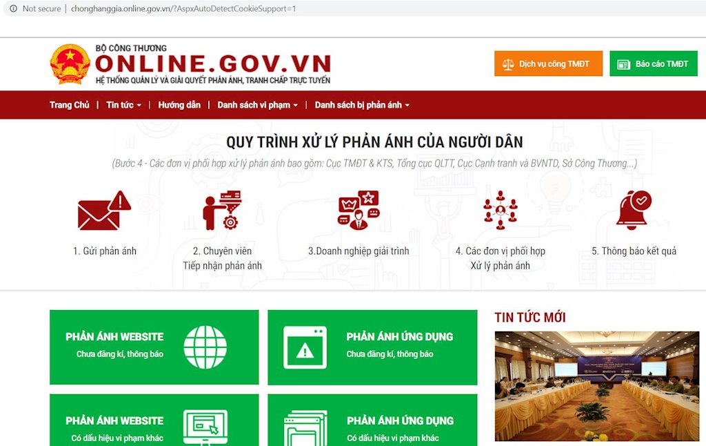 Người dân, doanh nghiệp có thể gửi phản ánh, tranh chấp trực tuyến trong thương mại điện tử trên chonghanggia.online.gov.vn | Khai trương Hệ thống quản lý và giải quyết phản ánh, khiếu nại, tranh chấp trực tuyến trong thương mại điện tử