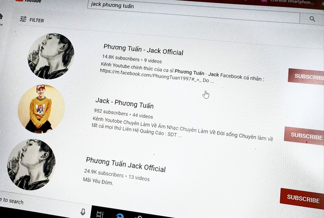 Hàng loạt kênh nhái Jack xuất hiện trên YouTube