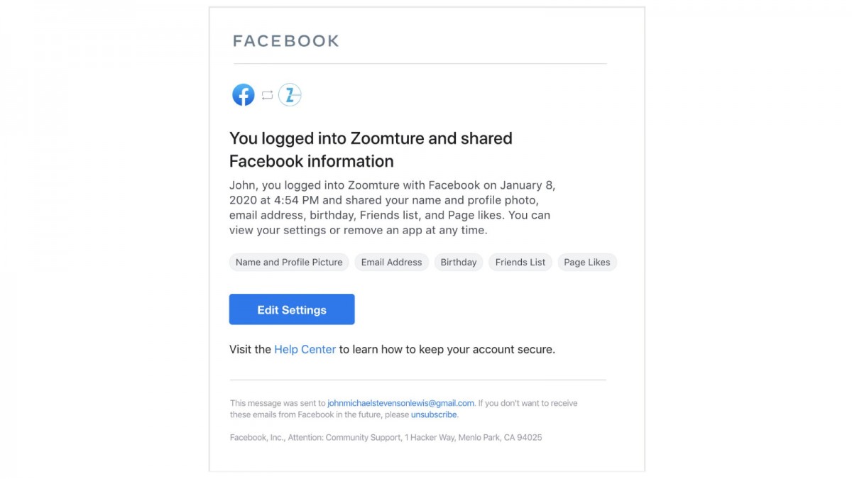 Facebook đã có thể cho bạn biết khi nào tài khoản của bạn được sử dụng để đăng nhập vào bên thứ ba