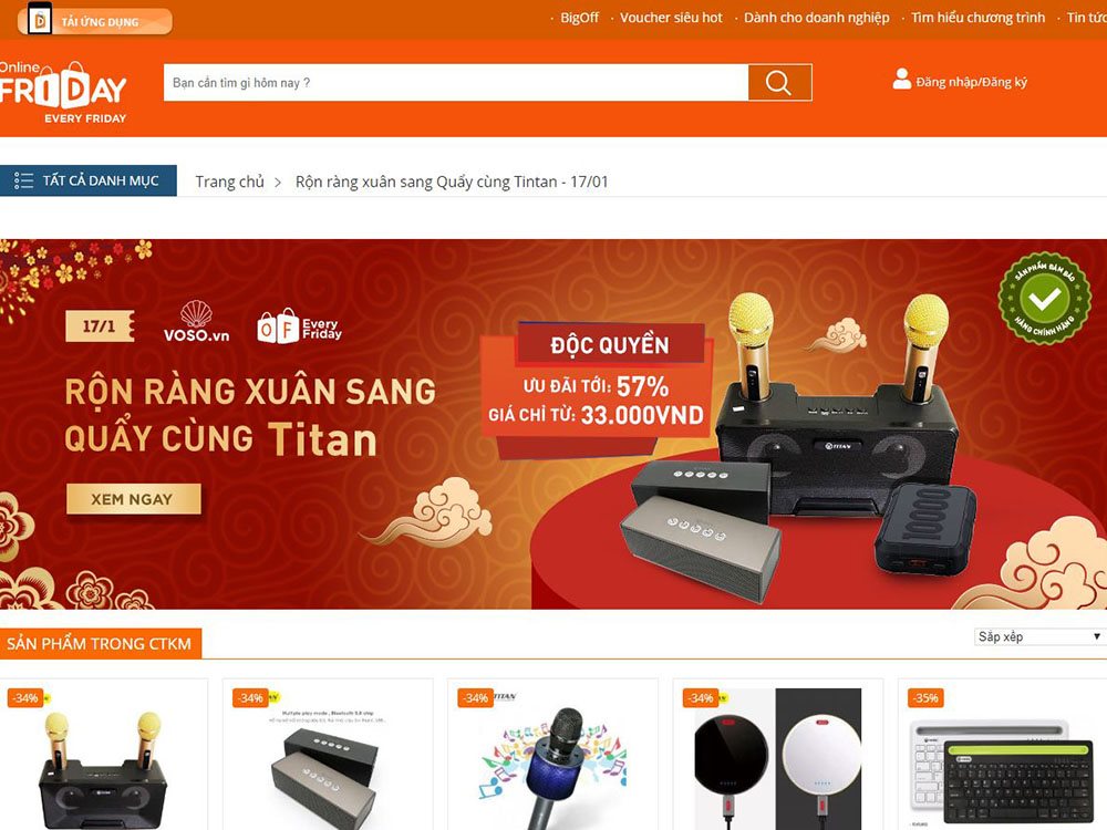 Mỗi thứ sáu hàng tuần có một sản phẩm chính hãng được bán giá ưu đãi trên Online Friday