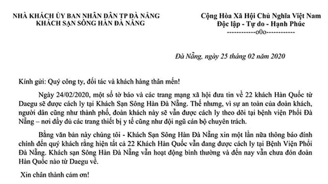 Đà Nẵng: Sớm đưa 22 khách Hàn, Thái đang cách ly trở về nước