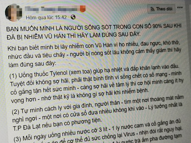 Facebook Việt lan truyền cách trị virus Vũ Hán tại nhà