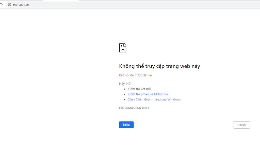 Lượt truy cập tăng đột biến, Cổng thông tin điện tử Bộ Y tế bị 