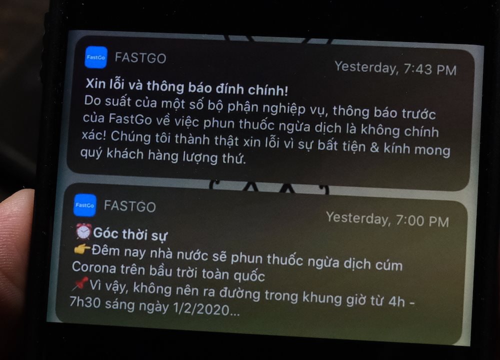 FastGo đính chính vì tung tin sai về dịch viêm phổi cấp corona