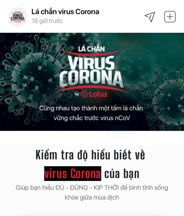 Mạng xã hội Lotus tạo Cổng thông tin Chiến dịch “Lá chắn virus Corona”