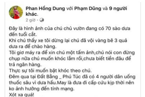 Tung tin 4 người tự tử để bán dưa hấu, phạt một phụ nữ 12,5 triệu