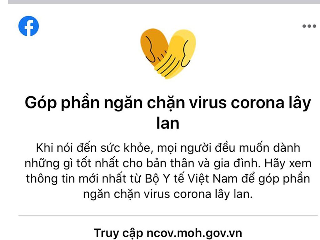 Ngăn chặn Fake news, Facebook hướng người dùng truy cập Cổng thông tin của Bộ Y tế về Covid-19