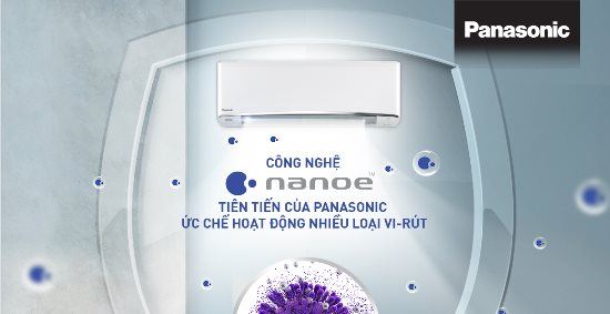 Công nghệ lọc khí Panasonic nanoe™ ức chế hoạt động của nhiều loại vi khuẩn, vi-rút