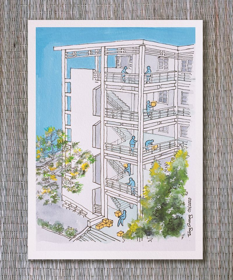 Chàng trai kể cuộc sống chân thực trong khu cách ly qua tranh vẽ