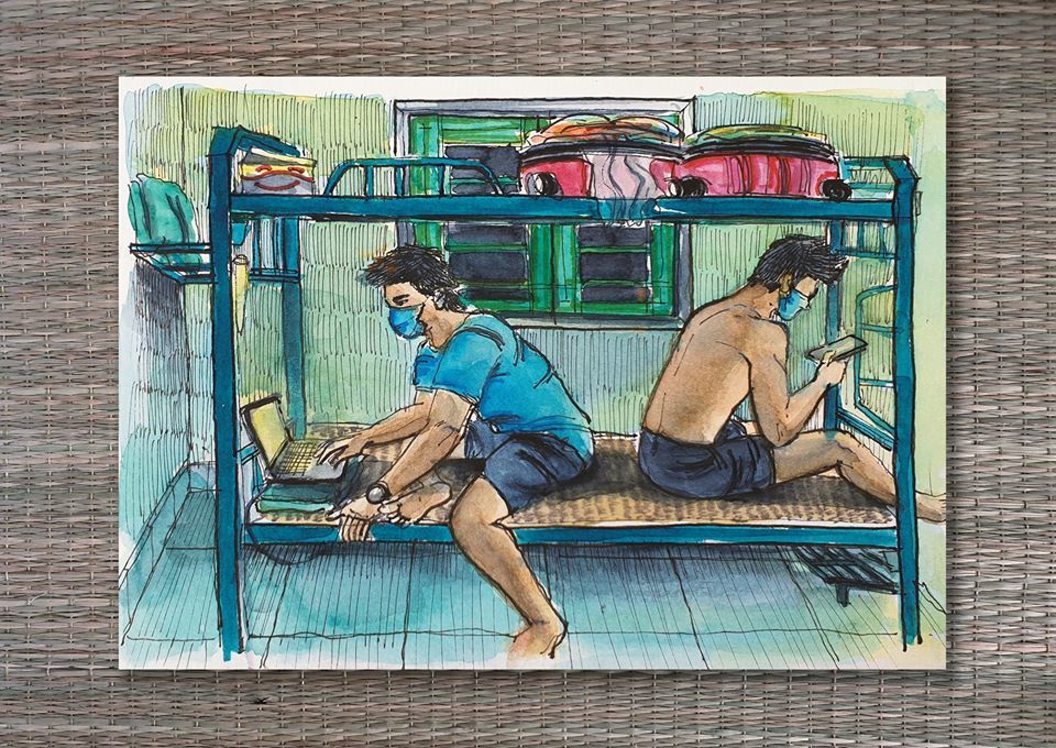 Chàng trai kể cuộc sống chân thực trong khu cách ly qua tranh vẽ