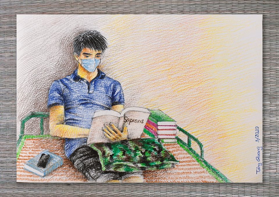 Chàng trai kể cuộc sống chân thực trong khu cách ly qua tranh vẽ