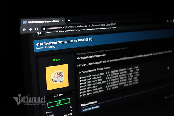Lộ dữ liệu 41 triệu người dùng Facebook VN: Có thể hacker vẫn “ém hàng'