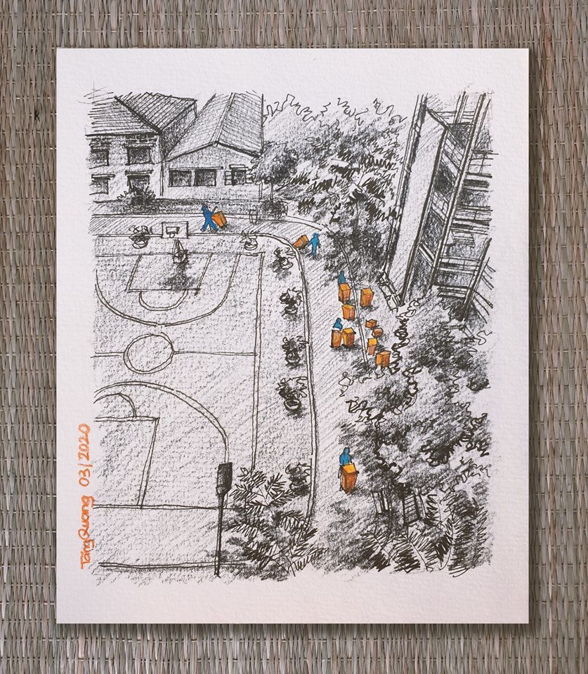 Chàng trai kể cuộc sống chân thực trong khu cách ly qua tranh vẽ