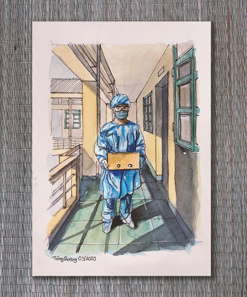 Chàng trai kể cuộc sống chân thực trong khu cách ly qua tranh vẽ