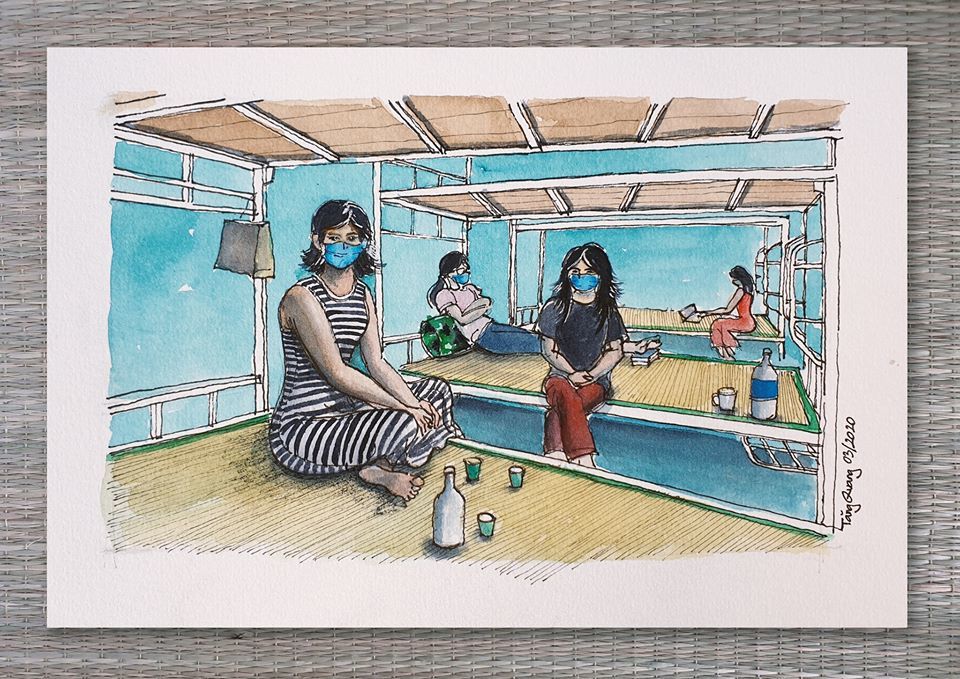 Chàng trai kể cuộc sống chân thực trong khu cách ly qua tranh vẽ