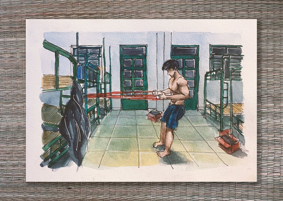 Chàng trai kể cuộc sống chân thực trong khu cách ly qua tranh vẽ