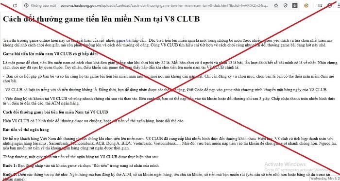 Website Sở Nội vụ Hải Dương bị hacker tấn công, đăng hướng dẫn game cờ bạc - 1