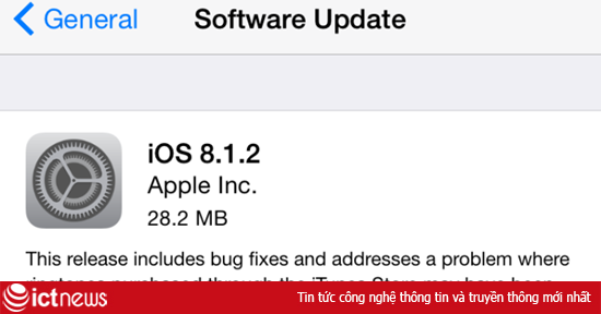 Apple phát hành iOS 8.1.2 sửa lỗi xóa nhầm nhạc chuông