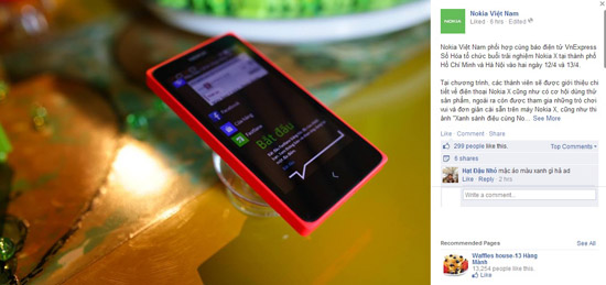 Sắp có buổi trải nghiệm điện thoại Nokia X tại Hà Nội và TP.HCM vào ngày 12 và 13/4.
