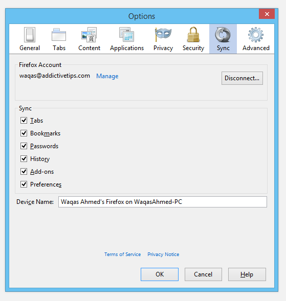 Đồng bộ Firefox 29