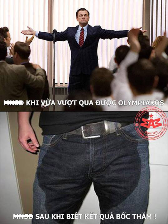 Man United với ảnh chế vênh mặt khi vượt qua Olympiakos và “ướt quần” khi biết kết quả bốc thăm.