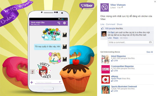 Viber đem khoe bộ sticker chúc mừng sinh nhật.
