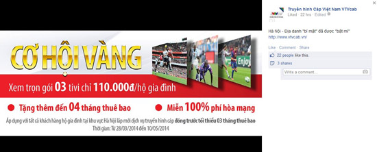 VTVcab miễn phí tivi thứ 2 và thứ 3 ở Hà Nội.