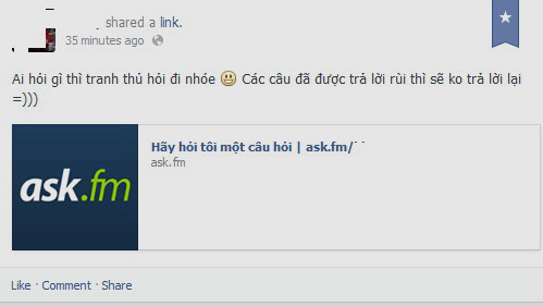 Khi Ask.fm trở thành mốt mới, nhiều người sốt sắng thúc giục bạn bè, người quen đặt câu hỏi.