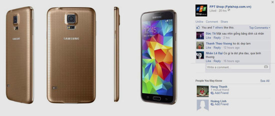 Samsung Galaxy S5 màu vàng được bán duy nhất ở FPT Shop.